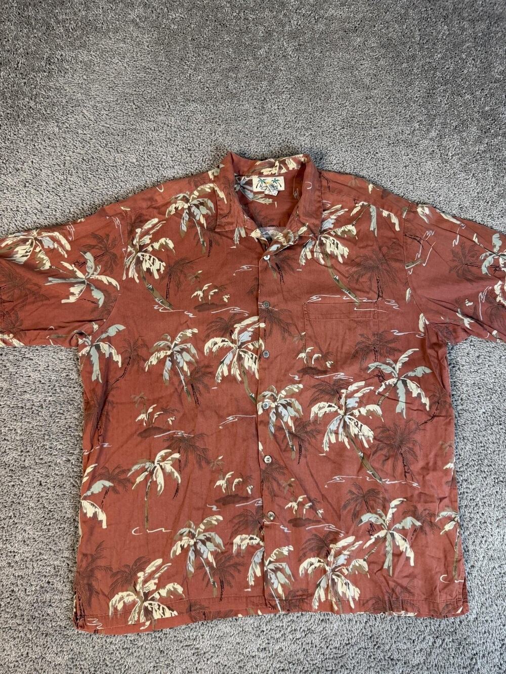 Kona Kai Trading Co. Shirt Mens 2XL Brown Floral Short Sleeve Button Up Relaxed